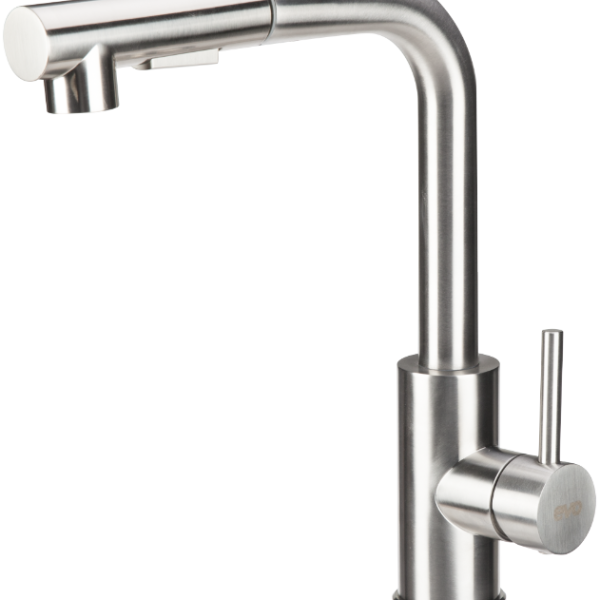 Baterie Bucatarie Lebada Tip L cu Dus Extractibil INOX 5001 - simple, Baterii Sanitare